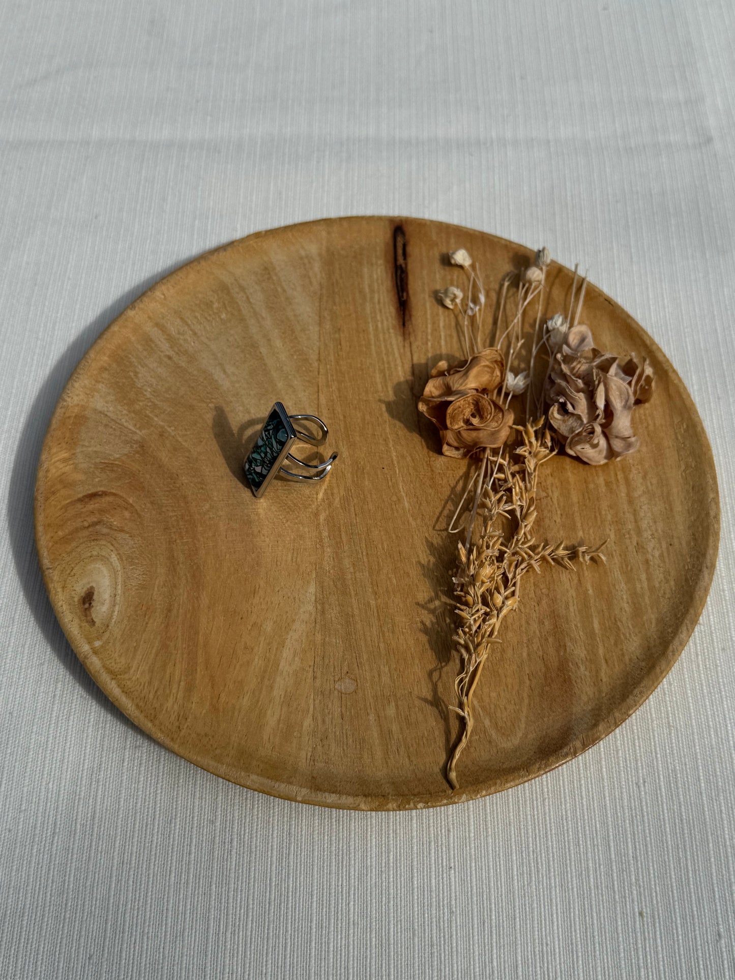 Oorbellen , ring , ketting - geïllustreerde glas en roestvrijstaal - groen/blauw