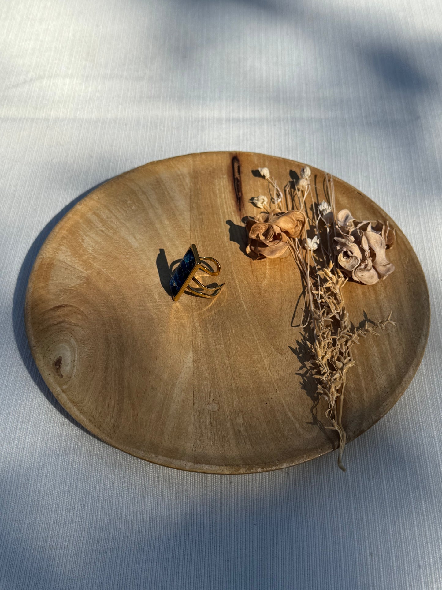 Oorbellen , ring , ketting - geïllustreerde glas en roestvrijstaal - blauw
