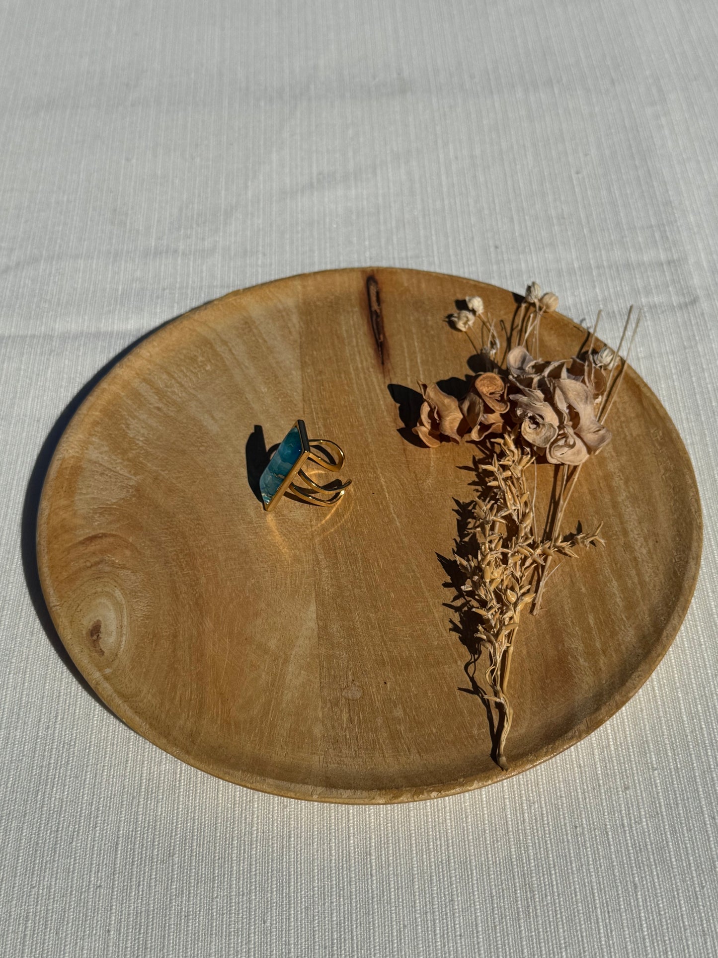 Oorbellen , ring , ketting - geïllustreerde glas en roestvrijstaal - licht blauw