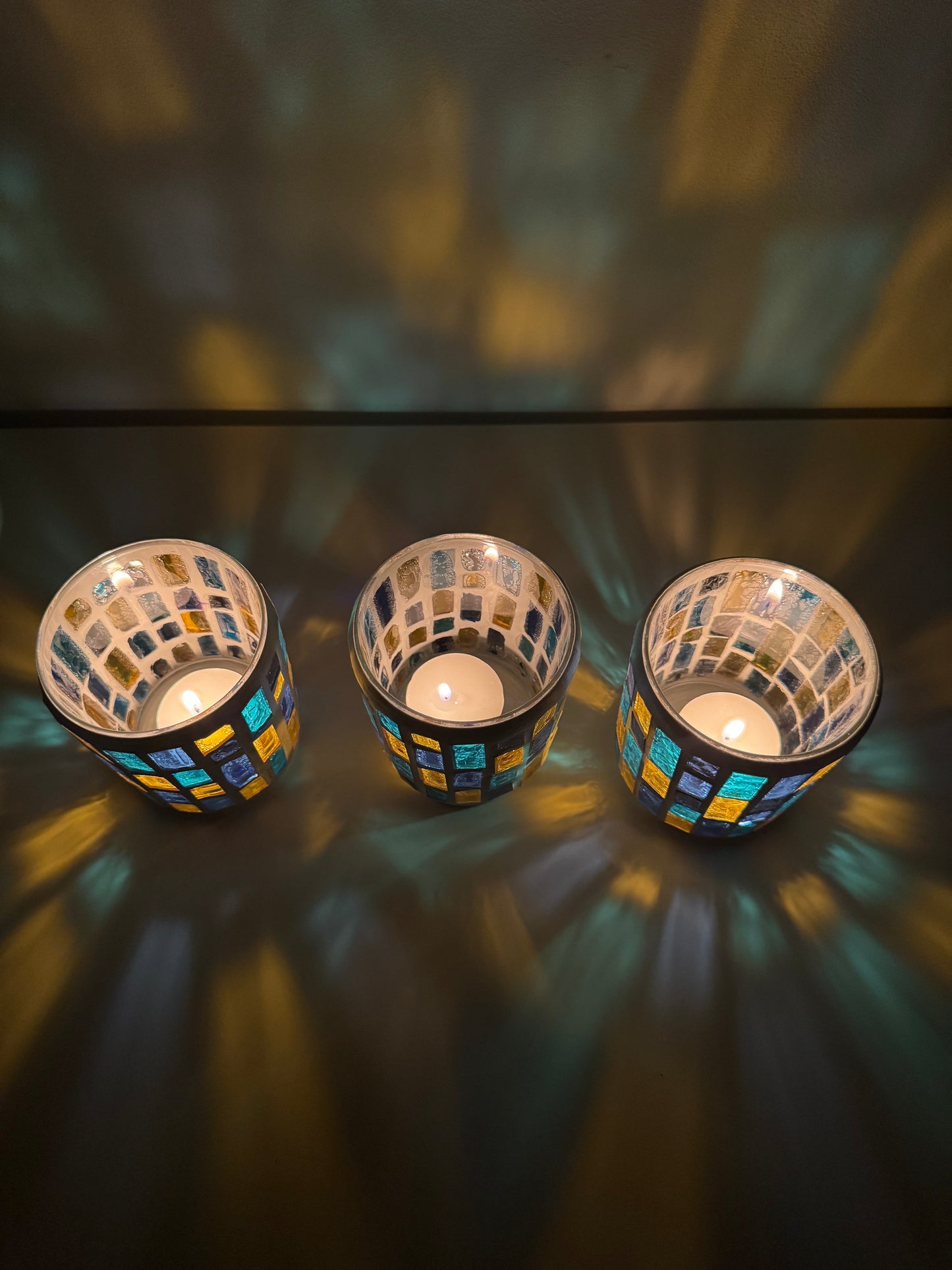 Theelichtjes houders- glas mozaïek
