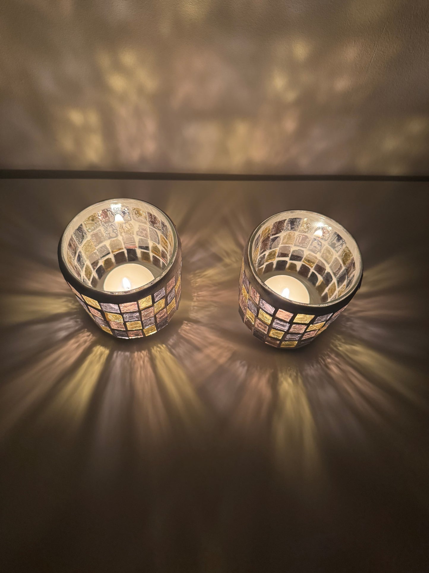 Theelichtjes houders- glas mozaïek