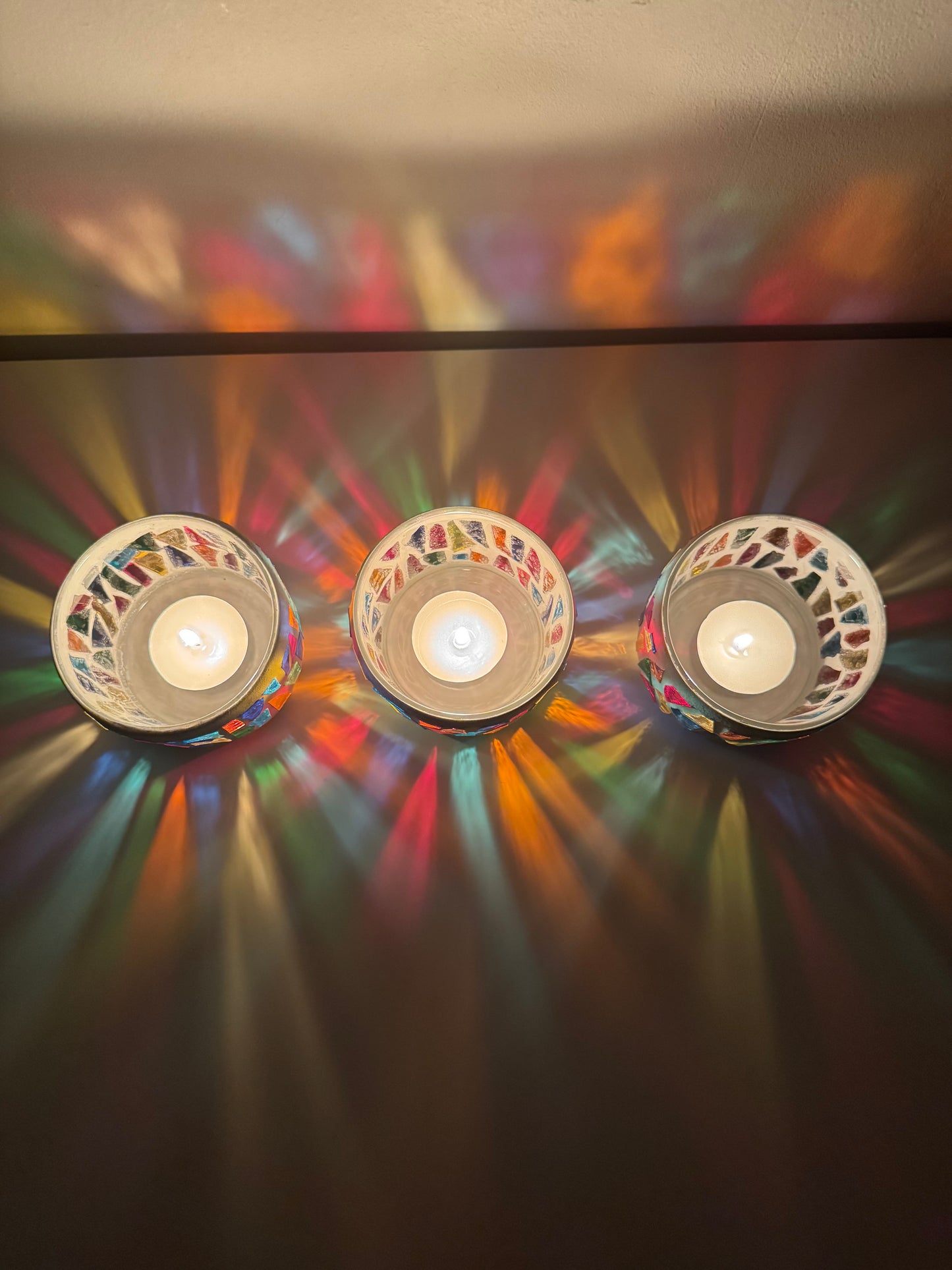 Theelichtjes houders- glas mozaïek