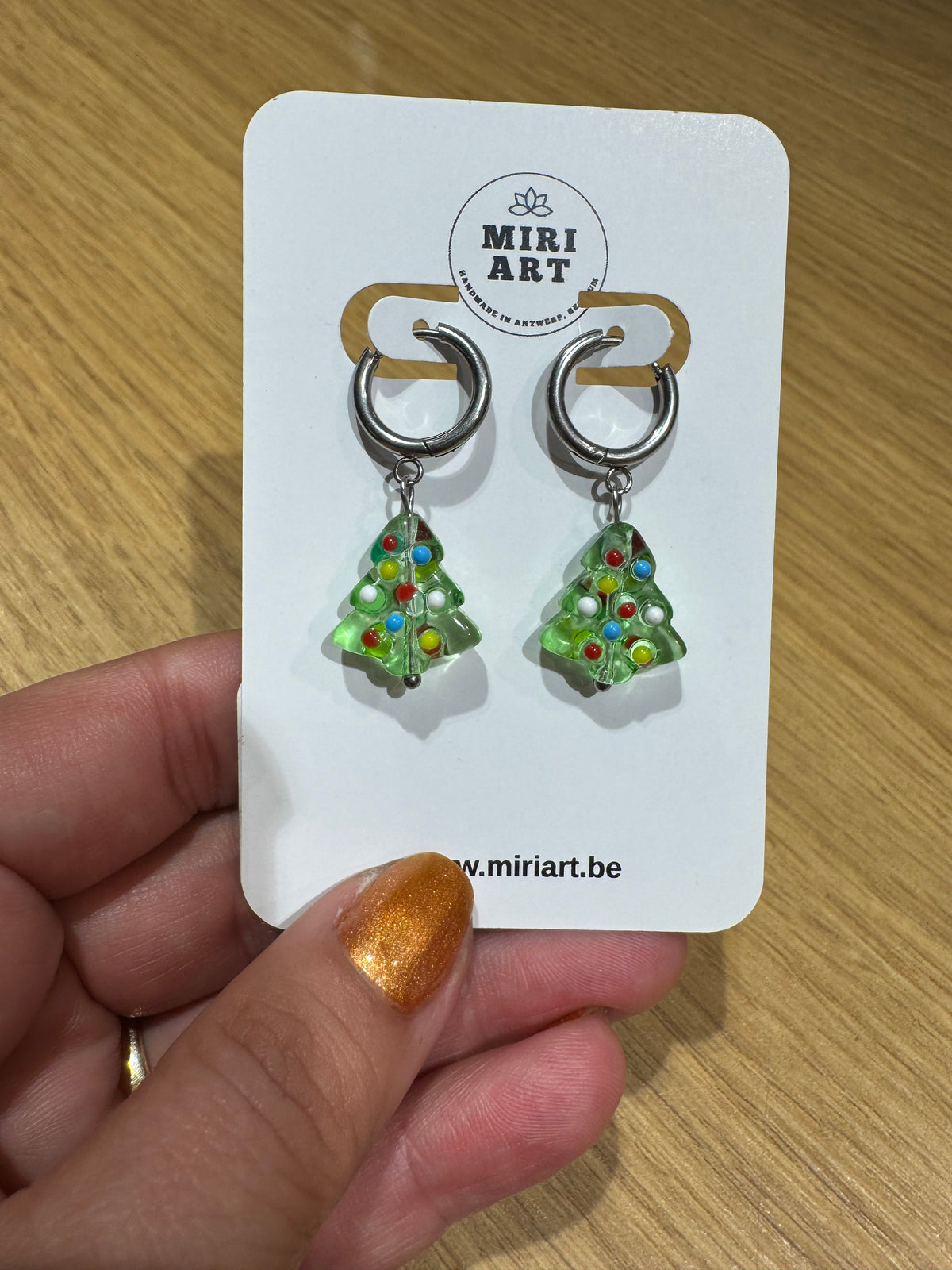 Oorbellen- glas en roestvrijstaal - kerstboom