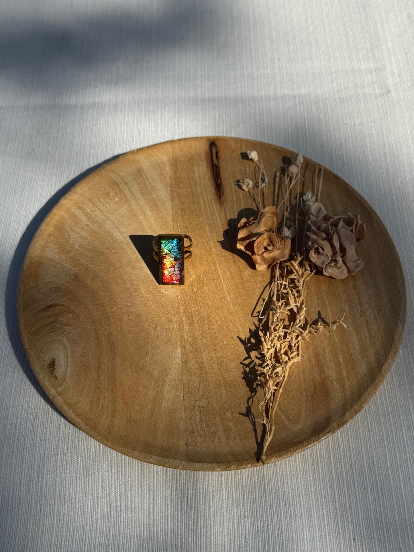 Oorbellen , ring , ketting - geïllustreerde glas en roestvrijstaal - kleurrijk