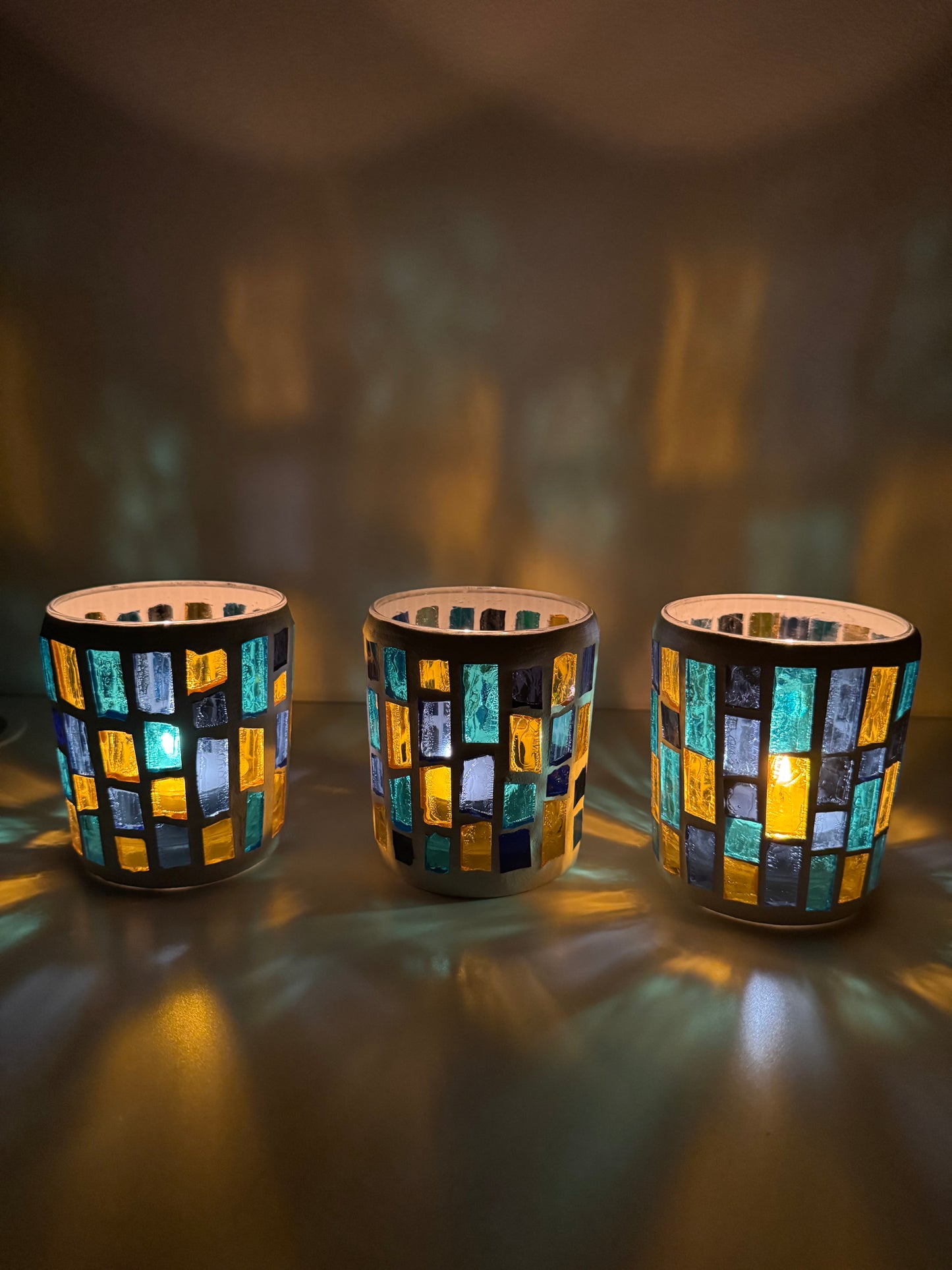 Theelichtjes houders- glas mozaïek