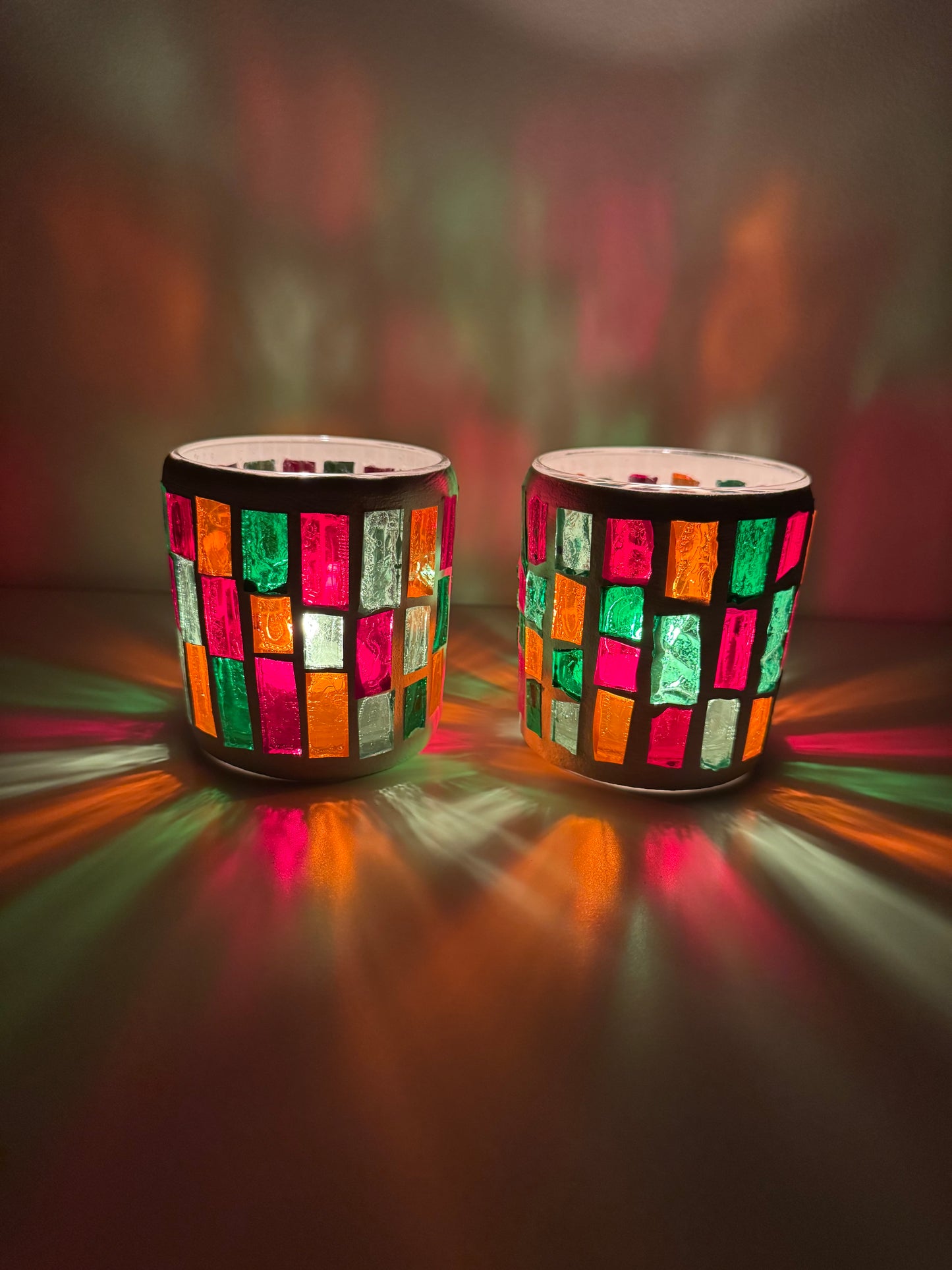 Theelichtjes houders- glas mozaïek