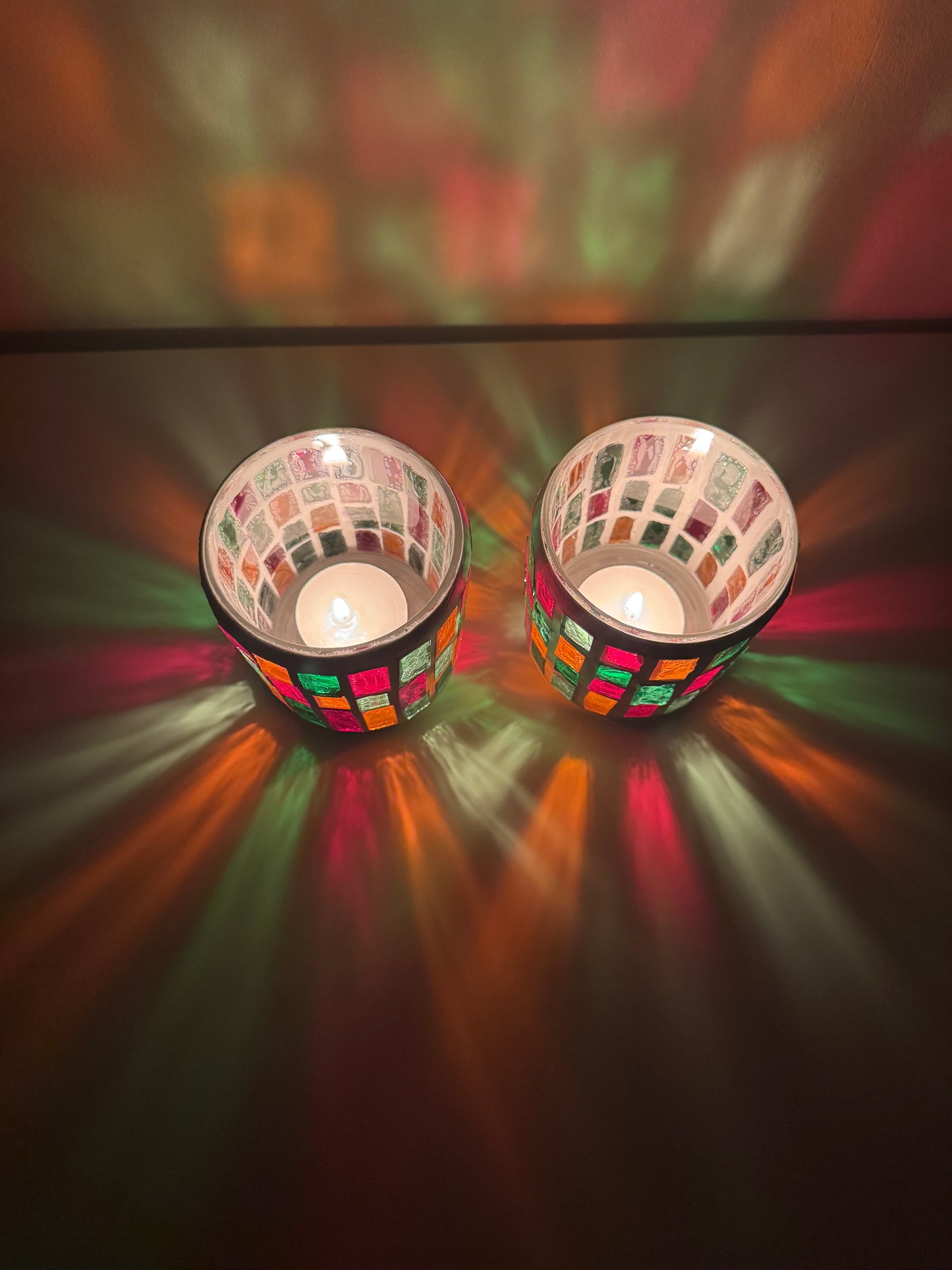 Theelichtjes houders- glas mozaïek