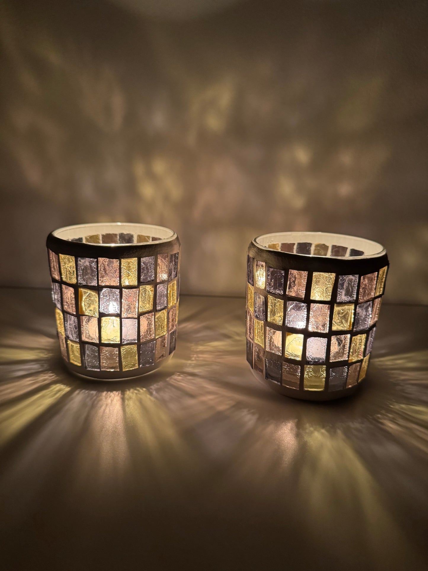 Theelichtjes houders- glas mozaïek