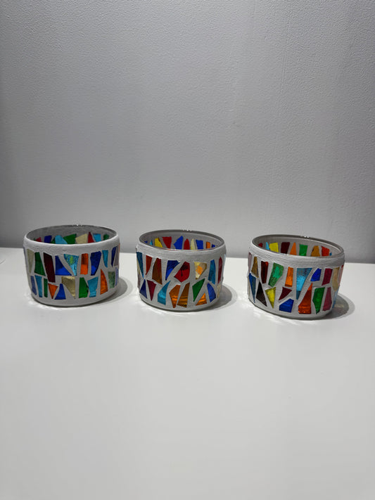 Theelichtjes houders- glas mozaïek