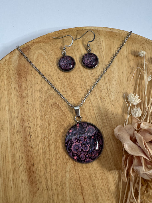 SET oorbellen - glas en roestvrijstaal