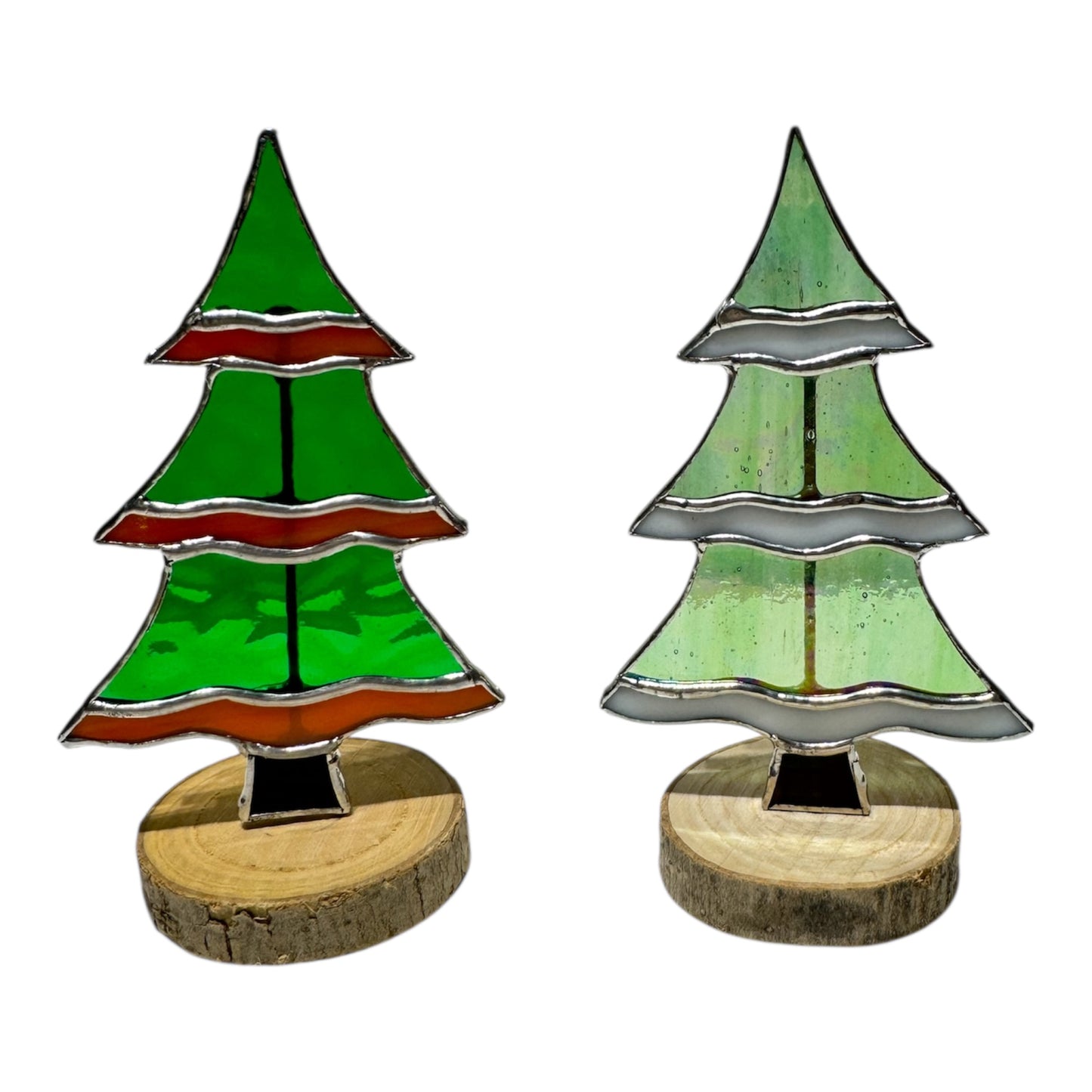 Kerstboom glas decoratie op hout - (verschillende kleuren)